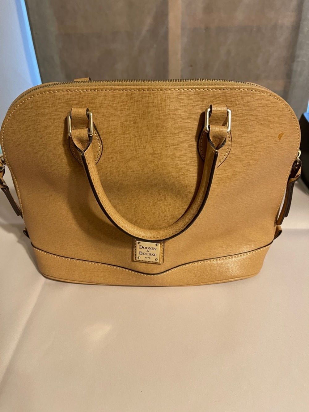 Dooney & Bourke Tan zip zip Satchel with Gold Hardware